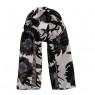 Xale 100%  Poliester Dark Flower Preto e Branco180X90 CM