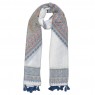 XALE 100%  POLIESTER TRIBAL OFF WHITE/AZUL 180X90 CM