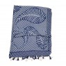 XALE 100%  POLIESTER FOLHAGENS LISTRADAS AZUL 180X90 CM