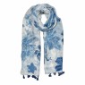XALE 100%  POLIESTER  FLOWERS BLUE ATOLL 180X90 CM