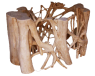 Mesa Vidro c/ Base de Raizes Natural A45cm