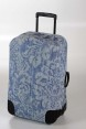 Capa de Mala em Poliéster e Elastano c/ Estampa Jeans Floral Azul A75xL61 cm