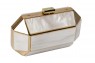 Bolsa em Resina Perolada e Metal Dourado Geométrica A10xL17xP8 cm