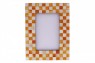 Porta Retrato de Ossos Quadriculado Branco/Laranja A21,5xC15xL1,5 cm