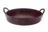 Bandeja em Couro Circular com Alça A6xD42 cm