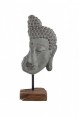 Meia Face Buda Decorativa em Pedra com Base de Madeira A68xC30xL18 cm