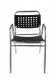 Cadeira de Aluminio com Assento em Plástico Preta A74xC56xL55 cm