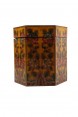 Caixa Decorativa Trapézio Pintada a Mão Amarela Floral A38xD40 cm