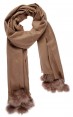 Echarpe em Viscose Fendhi/Marrom Lisa com Pompons A180xL74 cm