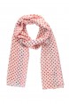 Echarpe em Algodão Branco Bolinhas Rosa/Roxo A160xL50 cm