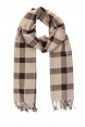 Echarpe em Viscose Xadrez Cinza e Chocolate com Franja A180xL50