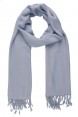 Echarpe Lisa  em Viscose Azul Jeans com Franja A180xL70 cm