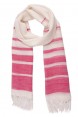 Echarpe em Viscose Branco com Listra Rosa e Franja A180xL70 cm