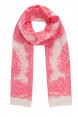Echarpe em Algodão Branco com Estampa Arabesco Rosa A180xL50 cm