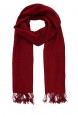 Echarpe em Cashmere e Viscose Vinho Lisa com Franja A180xL75 cm