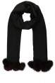 Echarpe em Viscose Preta Lisa com Pompons A180xL74 cm