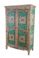 Armário de Madeira Decorado Pássaro e Flor c/ 2 Portas Retrô  60x130x206 cm