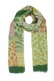 Echarpe Animal Print Verde Claro e Amarelo Algodão 180x115 cm