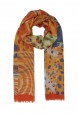 Echarpe Animal Print Laranja e Roxo Algodão 180x115 cm