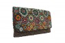 Bolsa Carteira em Tecido Bordado com Estampa de Círculos com Miçanga Multicolorida A16xC27 cm