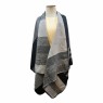 PONCHO 100% ACRILICO LISTRAS PRETO E CINZA TAM  UNICO