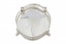 Bandeja Decorativa em Metal Estilo Provençal Folheada a Prata c/ Pés 22x16 cm
