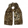 Echarpe Laranja/Marrom Tigre e Animal Print Onça Poliéster 178x88 cm