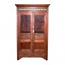 Cristaleira em Madeira Rústica Decorada com Vidro 2 Portas e 4 Gavetas A177xL108xP47 cm