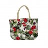 SACOLA SUMMER FECHO RED FLOWERS 45X34 CM 100% POLIESTER
