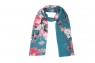 Echarpe Azul Turquesa Floral Rosa Poliéster 178x88 cm