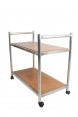 Carrinho Gourmet em Inox e Tampo em Madeira 177x110x56 cm