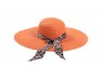 Chapéu Laranja em Fibra Natural Celulose c/ Faixa Animal Print Marrom 58x12 cm