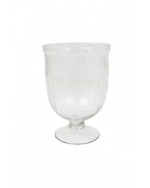 Vaso Cálice de Vidro Trabalhado Transparente 19x13 cm