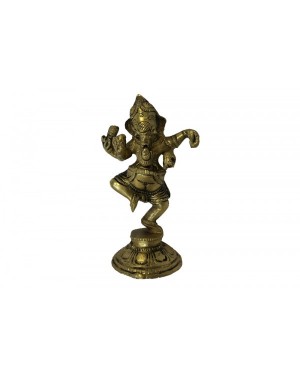 Escultura Indiana Ganesha em Metal Bronze 6x10,5 cm