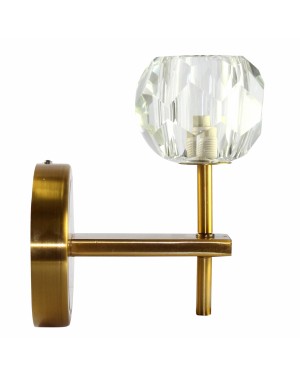Luminária Arandela de Parede em Metal Dourado e Vidro 18x12 cm