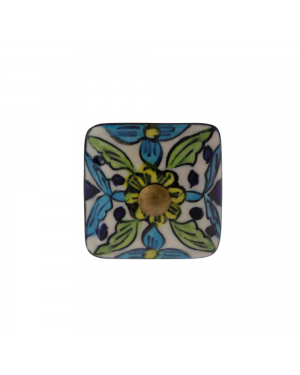 Puxador em Cerâmica Quadrado Floral A8xD4cm