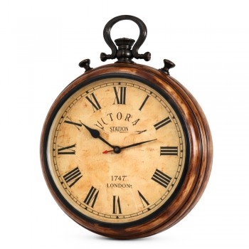 Relógio Romano de Parede Decorativo em Madeira Modelo Retrô 30 cm