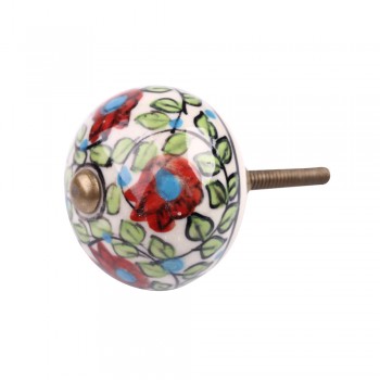 Puxador Cerâmica Antique Floral 4x4x8cm