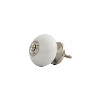 Puxador Luxuoso Cerâmica Branco com Metal Cromado 4x4x3,5 cm