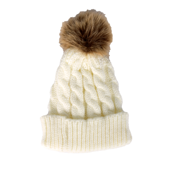 Gorro Bege 100%  Acrilico Com  Pompom Tam Unico