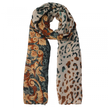 Xale 100%  Poliester Animal Print com Arabesco 180X90 CM