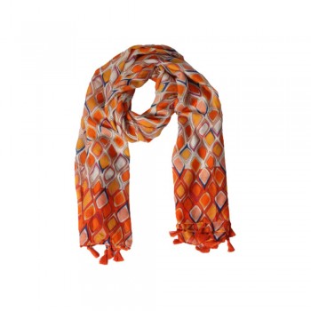 Xale 100%  Poliester Geometrico Laranja 180X90 CM