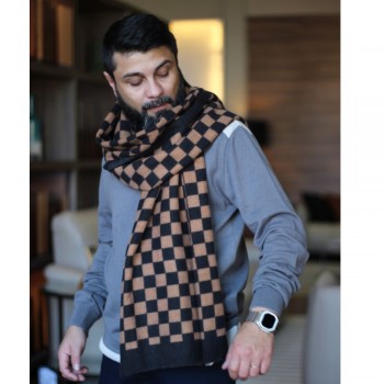 Xale 100% Acrilico Xadrez Chocolate Claro 180X80CM