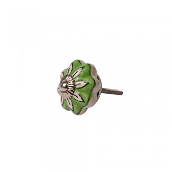 PUXADOR CERAMICA VERDE FOLHA 4X4X3CM*