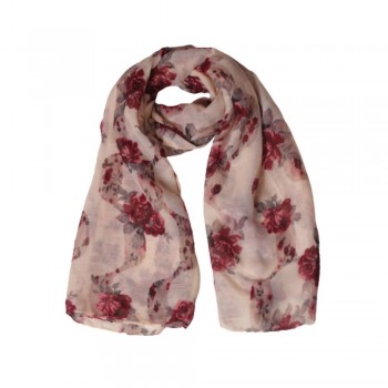 Xale 100%  Poliester Floral Bordo 180X90 CM