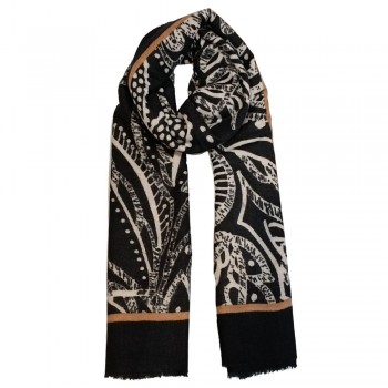 Xale 100% Poliester Jamavar Black 180 X 80 CM