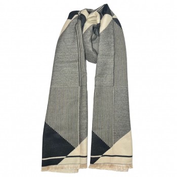 XALE 100% ACRILICO GEOMETRICO LISTRAS BLACK/FENDHI  180X60 CM