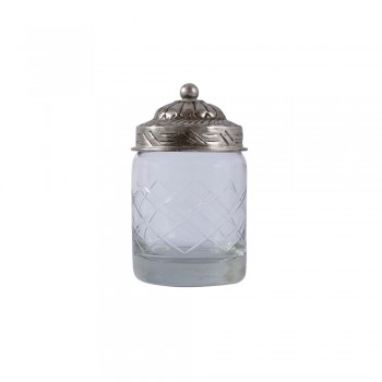 Porta Objetos Trabalhado com Tampa de Metal 7X7X12CM