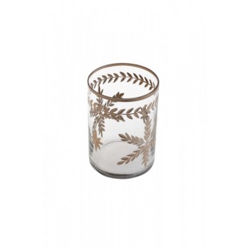 Vaso de Vidro c/ detalhes em Dourado A13xD10 CM