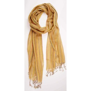 Echarpe em Viscose Tear Listrado Amarelo com Franja A180xL50 cm